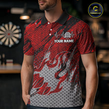 Load image into Gallery viewer, Custom Grunge Red And Grey Halftone Men Darts Polo Team Shirt Dart League Jerseys NYN2178