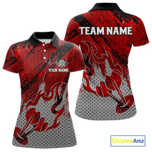 Load image into Gallery viewer, Custom Grunge Red And Grey Halftone Women Darts Polo Team Shirt Dart League Jerseys NYN2178