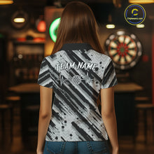 Load image into Gallery viewer, Custom Black Grey Grunge Streaks Skull Women Darts Polo Team Shirt Skull Dart League Jerseys NYN2180