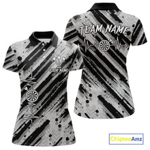 Load image into Gallery viewer, Custom Black Grey Grunge Streaks Skull Women Darts Polo Team Shirt Skull Dart League Jerseys NYN2180