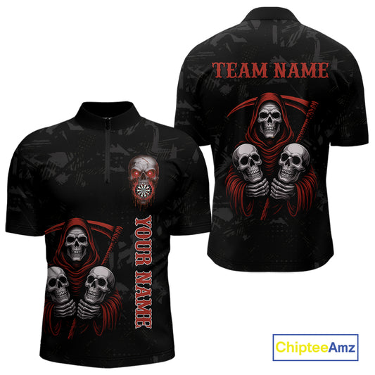 Custom Colorful Bulldog Funny Dart Quarter-Zip Team Shirts For Men Bulldog Dart League Jerseys NYN2181