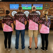 Load image into Gallery viewer, Pink Black Ribbon Blur Dartboard Custom Breast Cancer Awareness Dart Polo Team Shirt For Women NYN2450