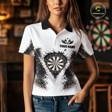Load image into Gallery viewer, Black And White Splatter Dartboard Women Darts Polo &amp; 1/4-Zip Shirts Custom Outfits Darts Team Jersey NYN3036