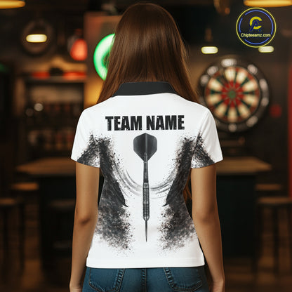 Black And White Splatter Dartboard Women Darts Polo & 1/4-Zip Shirts Custom Outfits Darts Team Jersey NYN3036