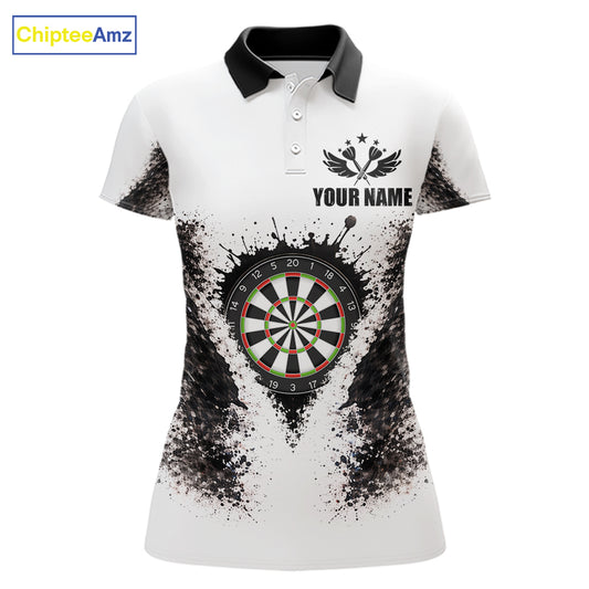 Black And White Splatter Dartboard Women Darts Polo & 1/4-Zip Shirts Custom Outfits Darts Team Jersey NYN3036