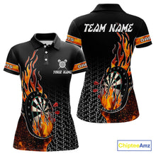 Load image into Gallery viewer, Women's Custom Darts Shirt With Flame Dartboards And Red Dart Arrows NYN0253