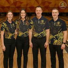 Load image into Gallery viewer, Womens Skull Bowling Shirts Gold Tribal Pattern Custom Skull Bowling Polo Quarter-Zip Team Jersey NYN3755