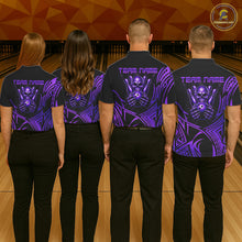 Load image into Gallery viewer, Womens Skull Bowling Shirts Purple Tribal Pattern Custom Skull Bowling Polo Quarter-Zip Team Jersey NYN3757