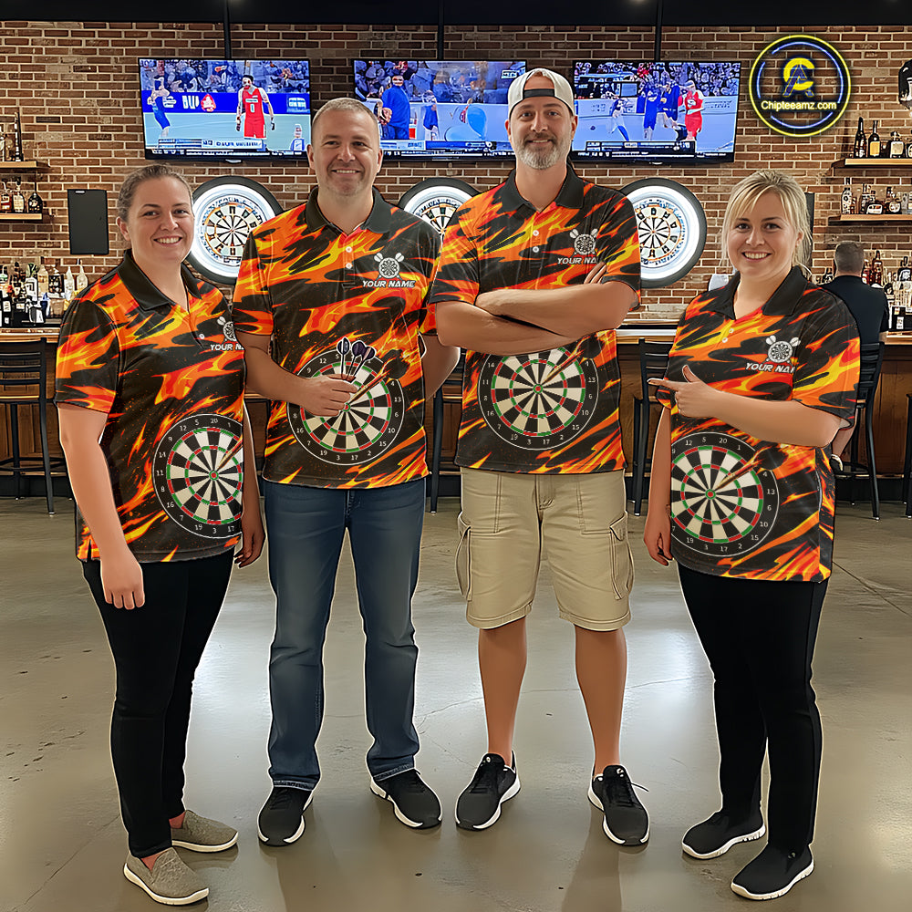 Fire Flame Dartboard Dart Shirt For Men Personalized Red Flames Dart Team Outfits Jerseys NYN4053