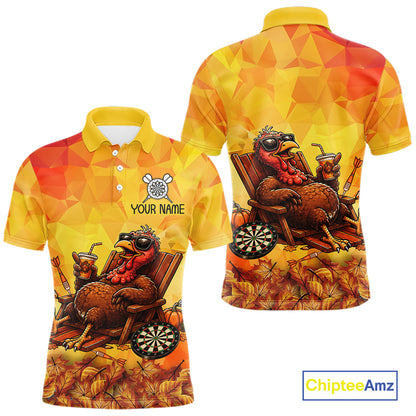 Custom Funny Turkey Autumn Thanksgiving Darts Shirt For Men, Thanksgiving Darts Team Jersey NYN4070