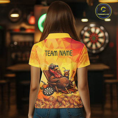 Custom Funny Turkey Autumn Thanksgiving Darts Shirt For Women, Thanksgiving Darts Team Jersey NYN4070