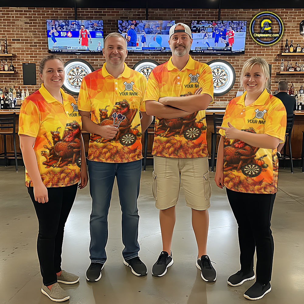Custom Funny Turkey Autumn Thanksgiving Darts Shirt For Men, Thanksgiving Darts Team Jersey NYN4070