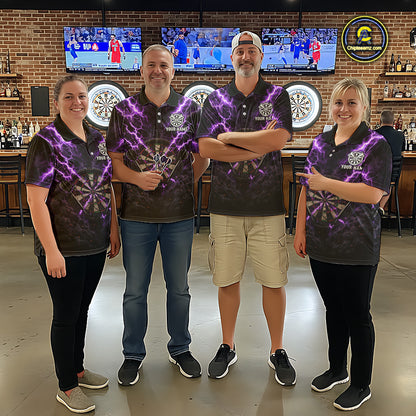 Thunder Lightning Purple Cracked Skull Dartboard Dart Polo Shirts For Women Custom Dart Team Shirts NYN2676