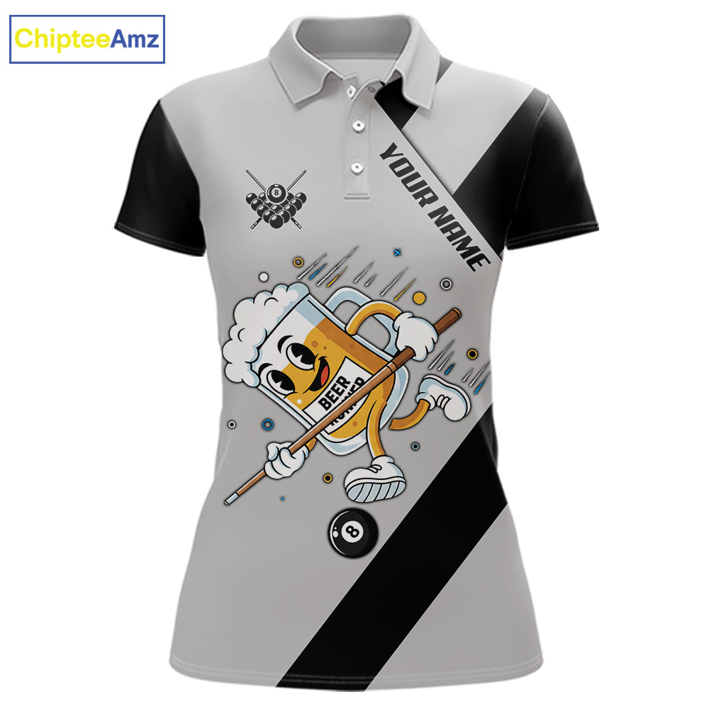 Black Grey Funny Beer Runner 8 Ball Women Billiards Shirt Personalized Pool Balls Billiard Team Names NYN2680