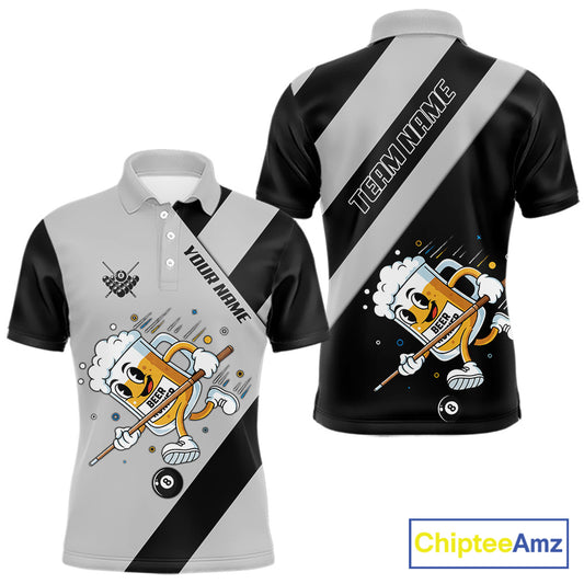 Black Grey Funny Beer Runner 8 Ball Men Billiards Shirt Personalized Pool Balls Billiard Team Names NYN2680