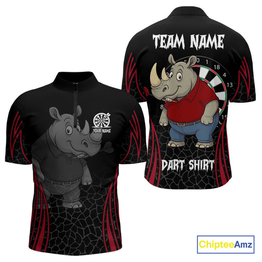 Men's Custom Funny Darts Shirt Chunky Rhino & Colorful Dartboard For Darts Team NYN0273