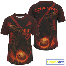 Load image into Gallery viewer, Custom Black-Red Dinosaur Flames Baseball Ball Jerseys For Men Baseball Tournament Shirt NYN1393
