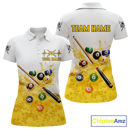 Funny Beer Play Pool Balls Billiard Team Shirt  For Women Custom Billiard Polo & 1/4 Zip Attire NYN2474