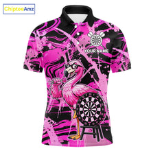 Load image into Gallery viewer, Men's funny flamingo dart polo shirt mockup pink splatter dart jersey