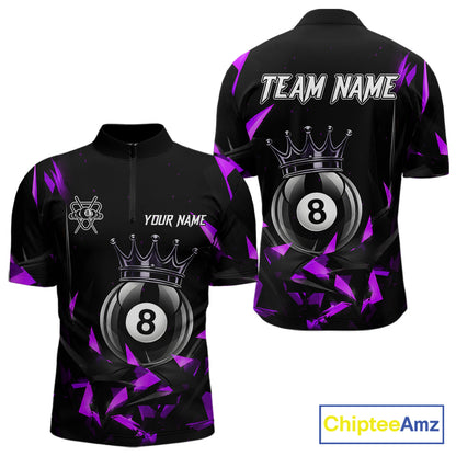 Black And Purple Geometric Crown 8 Ball Billiard Pool Shirt For Men Custom Billiard Team Jersey NYN3217