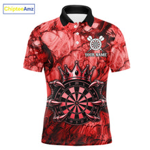 Load image into Gallery viewer, Red Crown Dartboard Claws Skull men's dart polo shirt custom dart league uniform, personalized dart jersey, competitive dart apparel