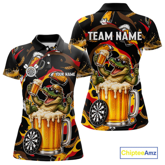 Alligator Beer women's dart polo shirt custom dart team uniform, professional dart jersey, personalized league shirt