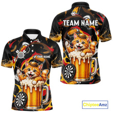 Load image into Gallery viewer, Cool Cat Beer men's dart polo shirt custom dart team jersey, personalized dart apparel, dart league uniform