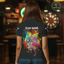 Load image into Gallery viewer, Custom Funny Colorful Crown Flamingo Women Darts Polo League Shirts Splatter Dart Jerseys NYN2209