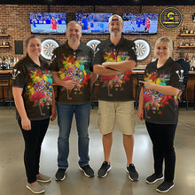 Load image into Gallery viewer, Custom Funny Colorful Crown Flamingo Women Darts Polo League Shirts Splatter Dart Jerseys NYN2209