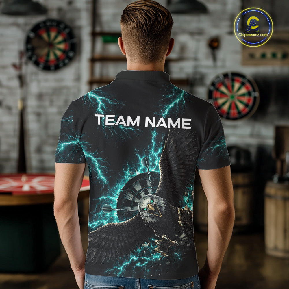 Thunder Teal Eagle Cracked Dartboard Dart Polo Shirts For Men Custom Team Name For Darters NYN2699