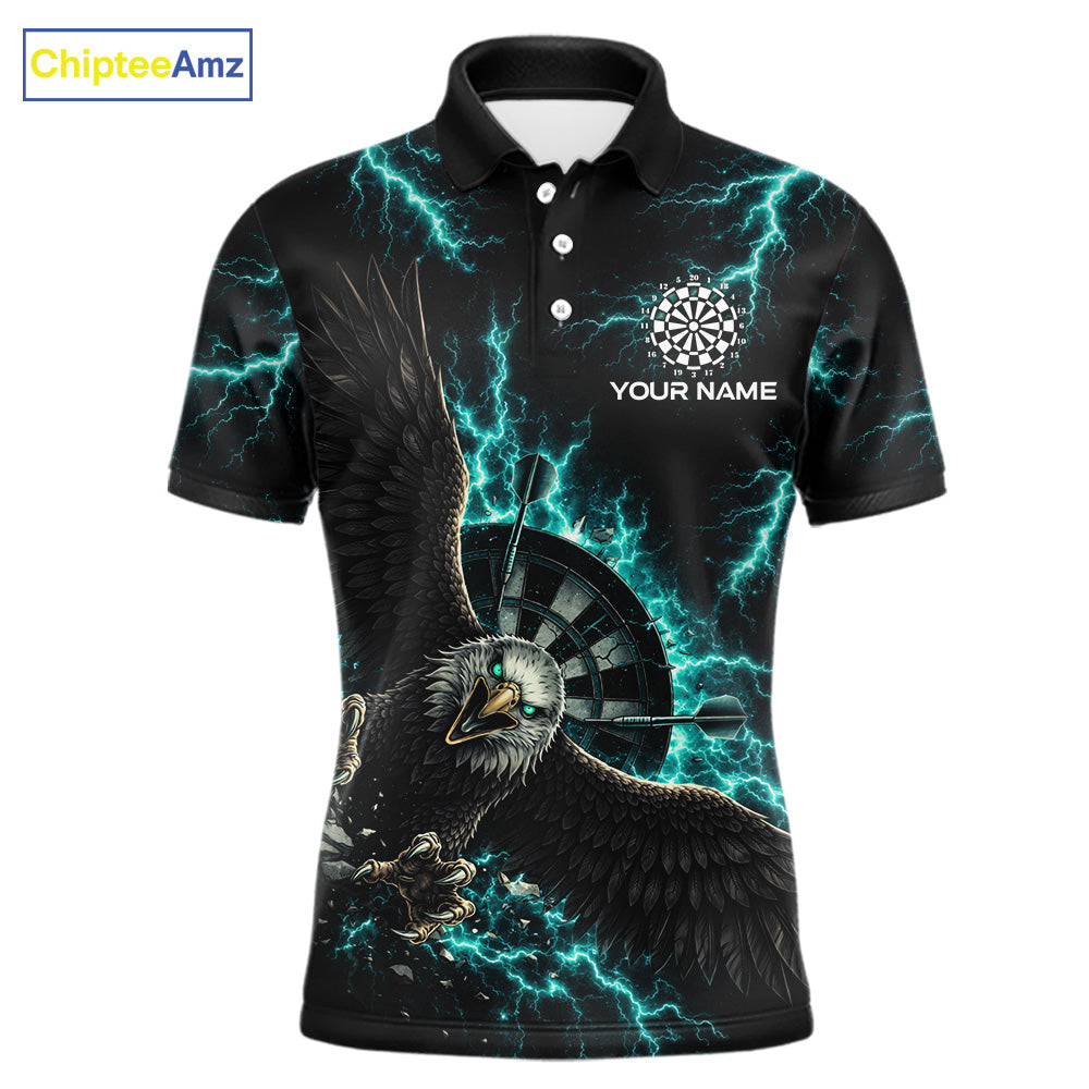 Thunder Teal Eagle Cracked Dartboard Dart Polo Shirts For Men Custom Team Name For Darters NYN2699
