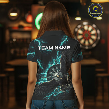 Thunder Teal Eagle Cracked Dartboard Dart Polo Shirts For Women Custom Team Name For Darters NYN2699