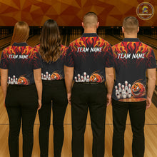 Load image into Gallery viewer, Funny Angry Ball &amp; Pins Mens Bowling Shirt Custom Fire Flame Team Bowling Jersey For Bowlers NYN3232