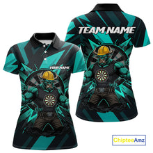 Load image into Gallery viewer, Turquoise Funny Muscle Bull Dartboard Custom Funny Darts Polo Shirt For Women Dart Jerseys NYN1955