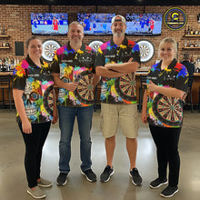 Load image into Gallery viewer, Custom Colorful Splatter Skull Dartboard Women Darts Polo Team Shirts Dart Jerseys | Black NYN2212