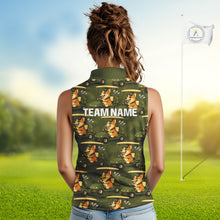 Load image into Gallery viewer, Funny Women Golf Sleeveless Polo Shirt Custom Brown And Green Golfing Dog Pattern Golf Clothing Shirts NYN2872