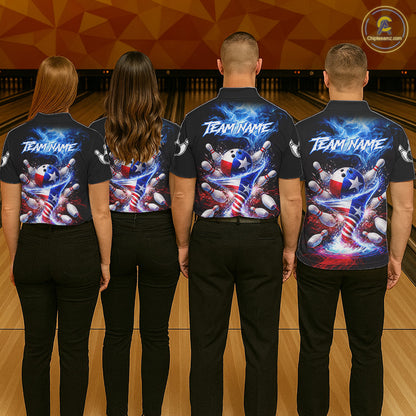 Personalized Fire Flame Texas Flag Tornado Bowling Team Shirts For Women Patriotic Bowling Gifts NYN2722