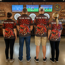 Load image into Gallery viewer, Custom Red Grunge Dart Polo &amp; Quarter Zip Shirt For Men Dinosaur Funny Darts Team Jersey NYN2868