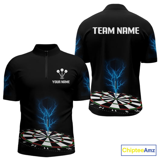 Men’s Darts Team Shirt Colorful Dartboard With Navy Thunder Lightning Dart Arrow NYN0301