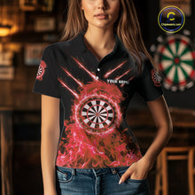 Load image into Gallery viewer, Custom Lightning Dragon Red Flames Dartboard Dart Women Polo Jerseys Dart Team Shirt NYN1702