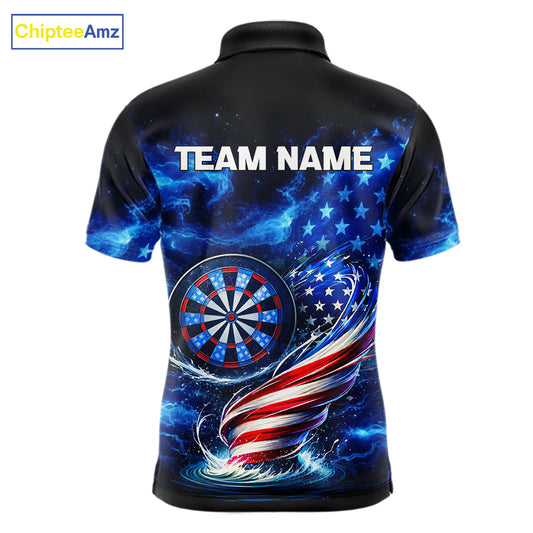 American Flag Dartboard Tornado Men Darts Polo Shirt Custom Patriotic Funny Dart Team Jerseys NYN2525