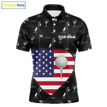 Load image into Gallery viewer, Personalized American Flag Mens Golf Polo Shirts Custom Patriotic Golf Ball Team Jerseys NYN3096