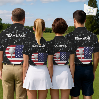 Personalized American Flag Mens Golf Polo Shirts Custom Patriotic Golf Ball Team Jerseys NYN3096