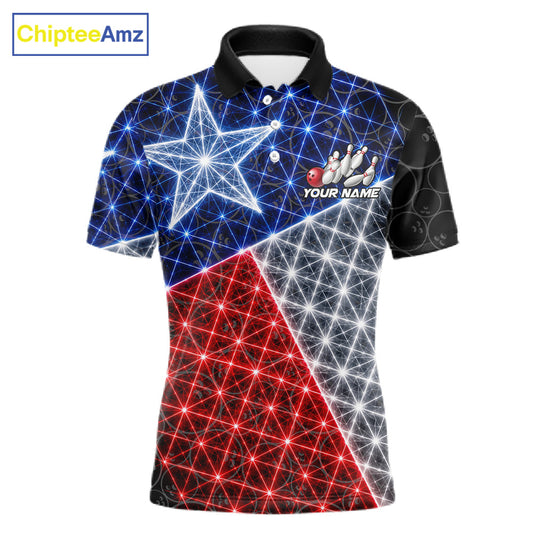 Lightning Texas Flag Black Bowling Shirts For Men Custom Patriotic Team Bowling Jersey NYN3273