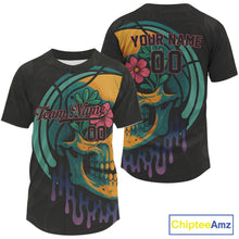 Load image into Gallery viewer, Custom Colorful Skull Flower Baseball Halloween Shirt For Men Outfits Baseball Jerseys NYN1470