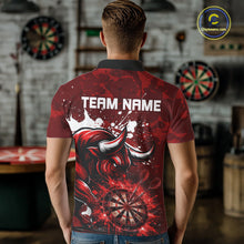 Load image into Gallery viewer, Custom White And Red Splatter Darts Polo &amp; 1/4 Zip Shirt For Men Funny Bull Darts Team Jerseys NYN2891