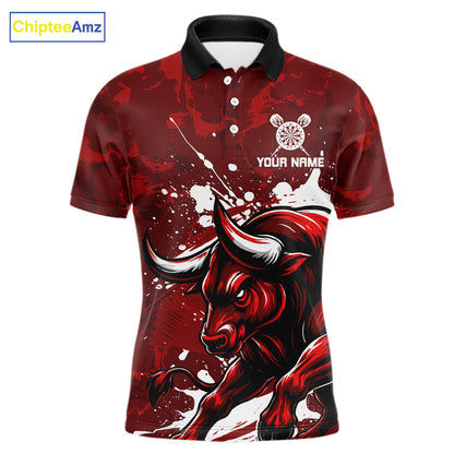 Custom White And Red Splatter Darts Polo & 1/4 Zip Shirt For Men Funny Bull Darts Team Jerseys NYN2891