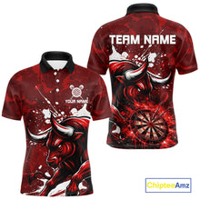 Load image into Gallery viewer, Custom White And Red Splatter Darts Polo &amp; 1/4 Zip Shirt For Men Funny Bull Darts Team Jerseys NYN2891