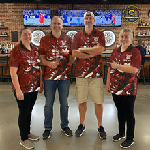 Load image into Gallery viewer, Custom White And Red Splatter Darts Polo &amp; 1/4 Zip Shirt For Men Funny Bull Darts Team Jerseys NYN2891