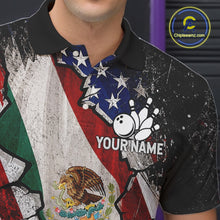 Load image into Gallery viewer, Male bowler wearing Mexican patriotic bowling jersey, custom bowling team shirt